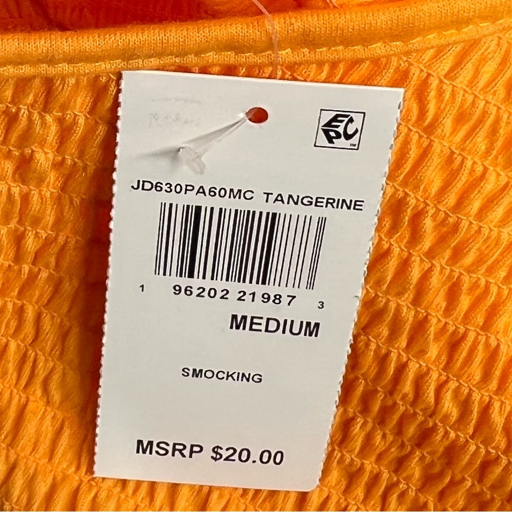 Women’s/Juniors Smocked Orange Sleeveless Top from Macy’s Size Medium New - Picture 7 of 7